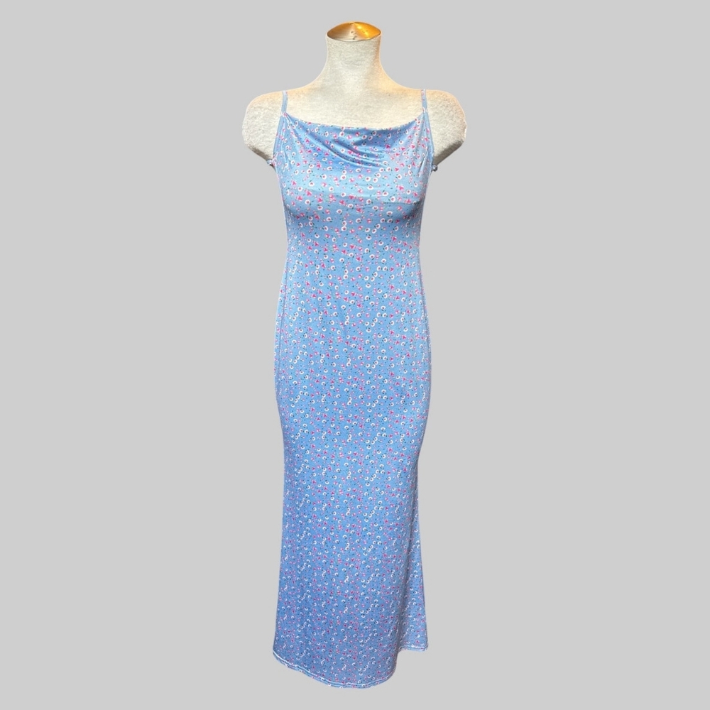 Blue Floral Slip Dress